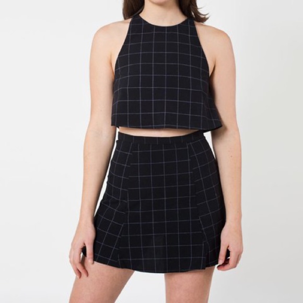 American Apparel Lulu Black Grid Mini Skirt
